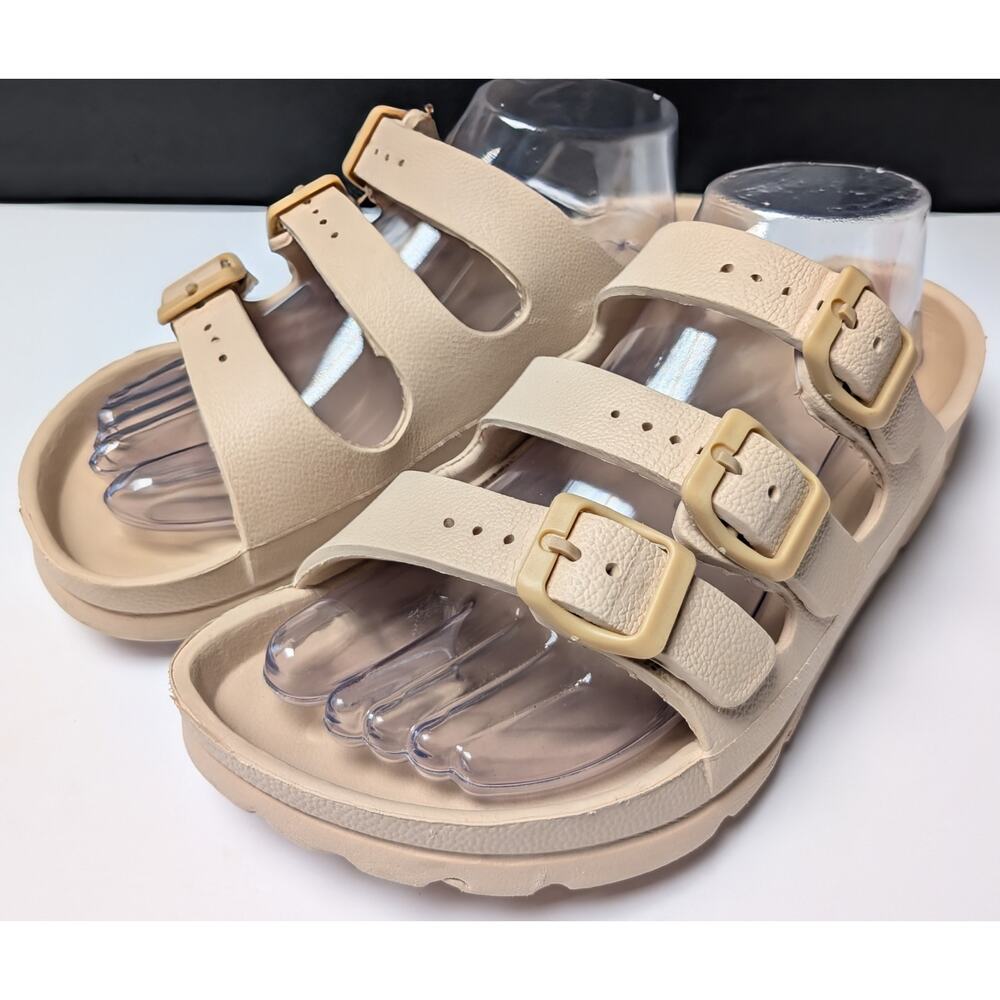 Jessica Carlyle Triple-Strap Summer Slides WOMENS SIZE 10 Vanilla Slip On Sandal